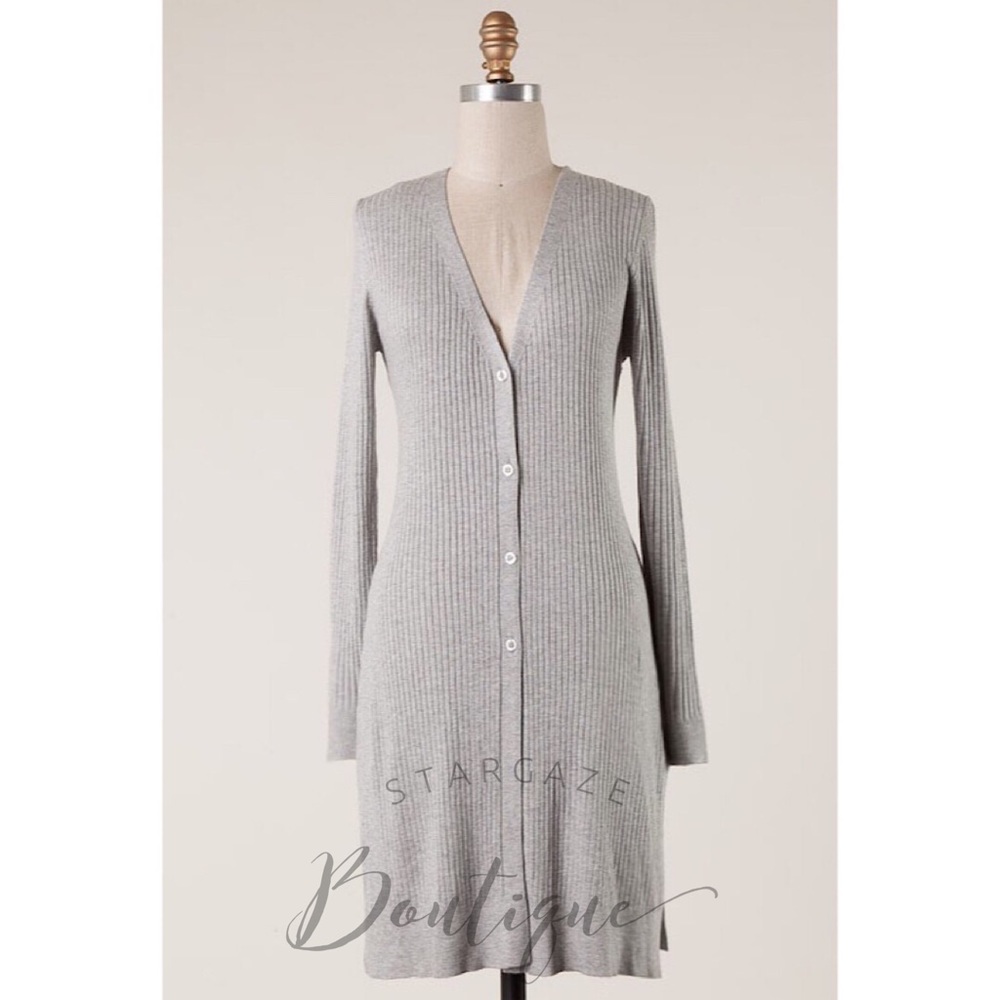 Long-Line Ribbed Cardigan - Picture 8 of 8